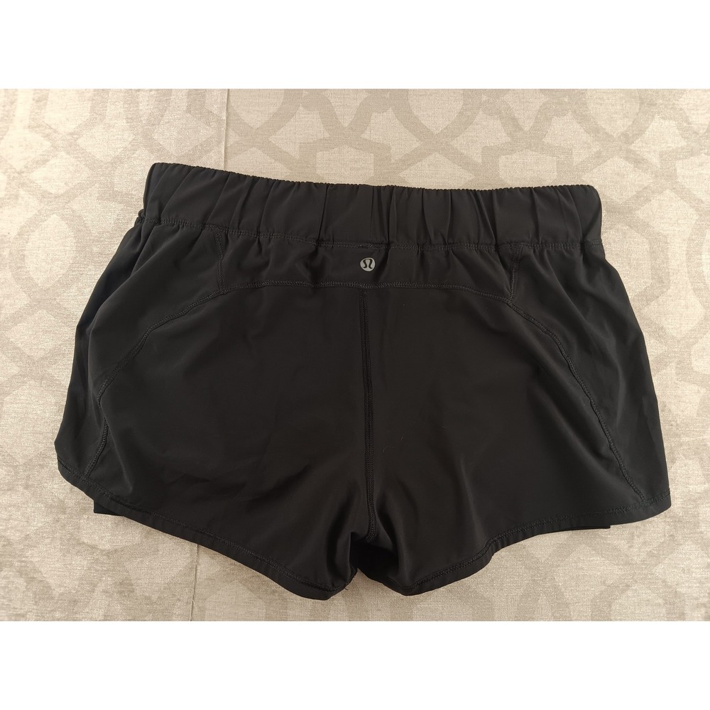 Lululemon Black Running Shorts Double Layer Mesh Insets Women‎ Size 8 - Picture 8 of 8